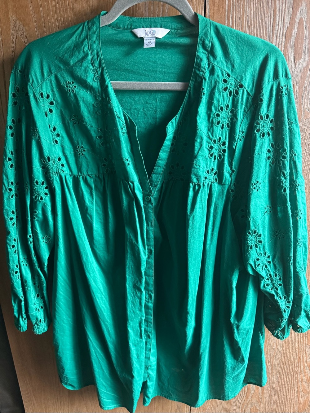 croft & barrow Green Eyelet Button-Front Tunic